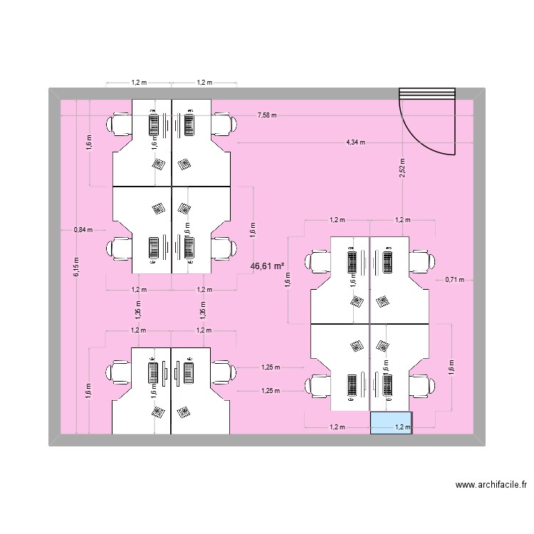 R2.03 WEB. Plan de 1 pièce et 47 m2