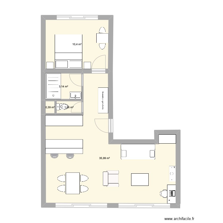 Appt Nico. Plan de 5 pièces et 51 m2