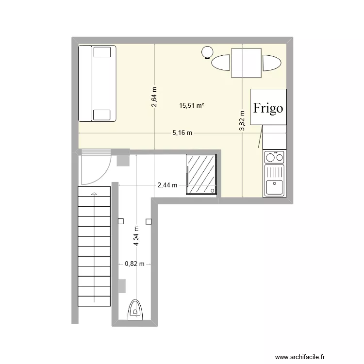 SOUS SOL CABINET 2. Plan de 1  et 16 m²