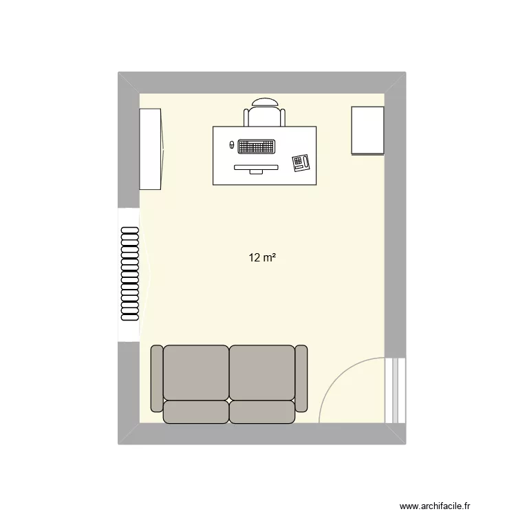 Bureau. Plan de 1 et 12 m² Bureau. Plan de 1 et 12 m²