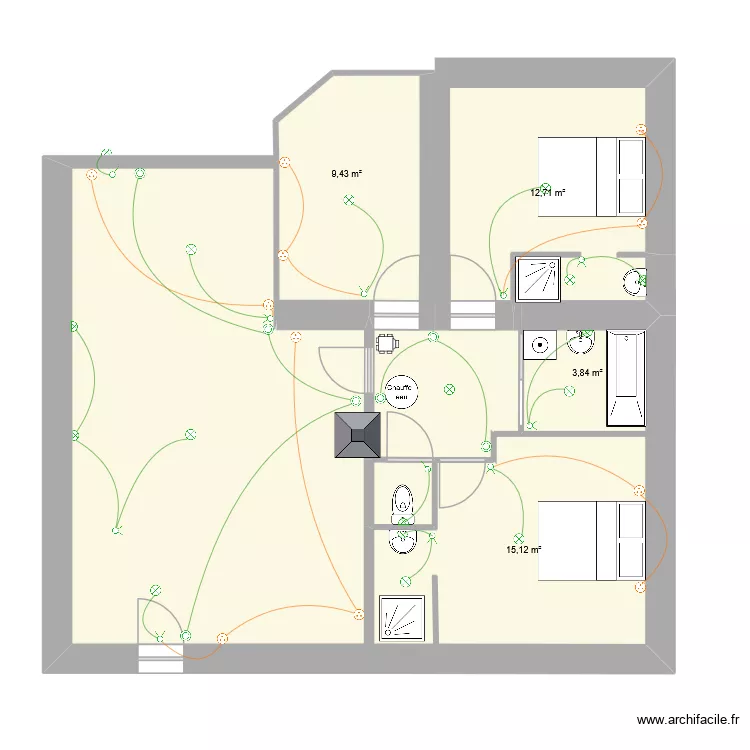 Sandrine Eclairage. Plan de 7  et 86 m²