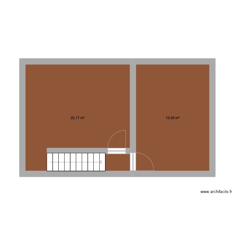 Etage 1. Plan de 2 pièces et 38 m2