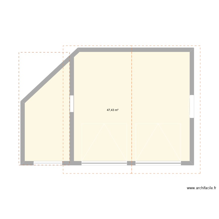 Maison. Plan de 1 pièce et 47 m2