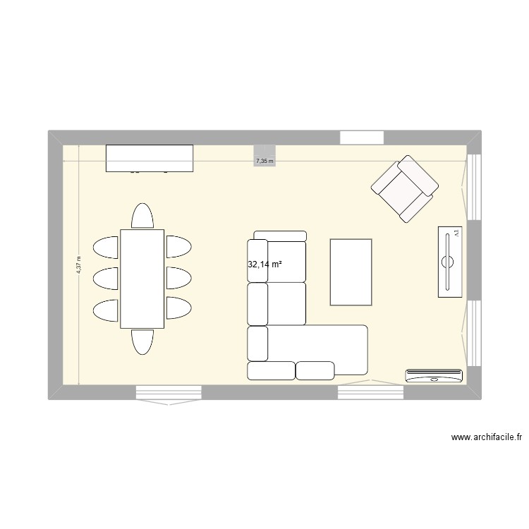 SEJOUR. Plan de 1 pièce et 32 m2