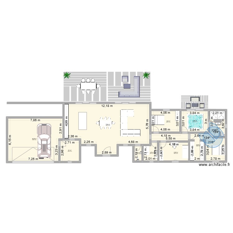 essai. Plan de 10 pièces et 199 m2