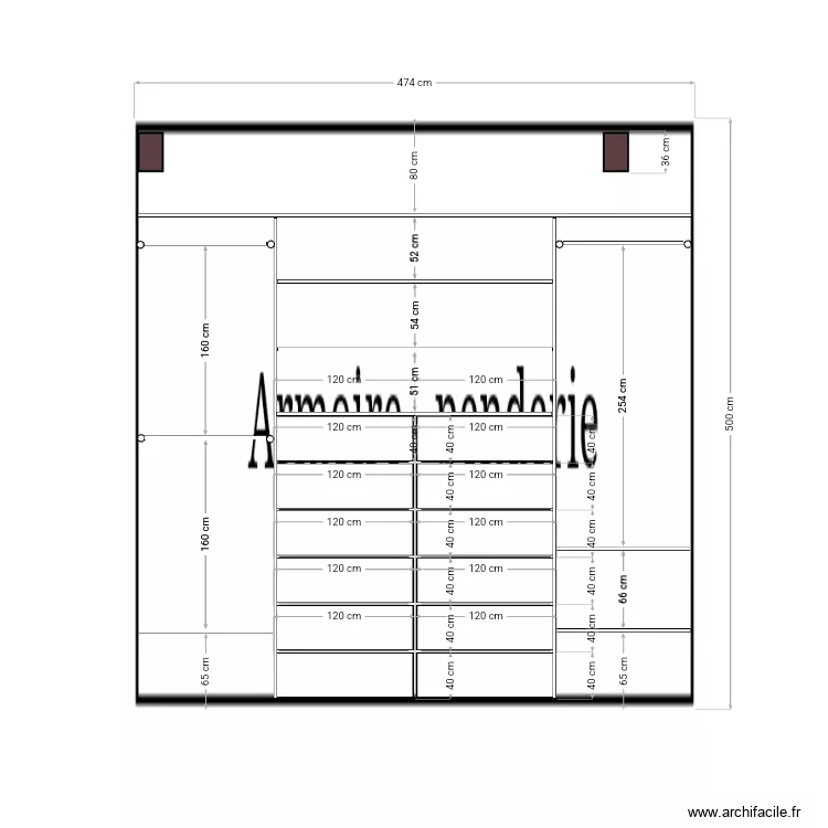 Placard chambre appart R&eacute;gordane . Plan de 