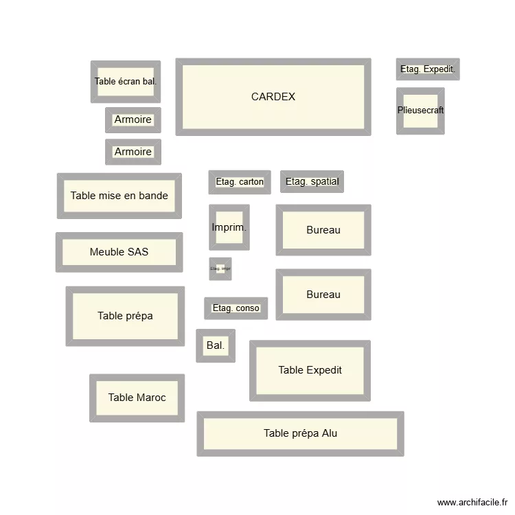Mobilier logistique. Plan de 0 pièce et 0 m2