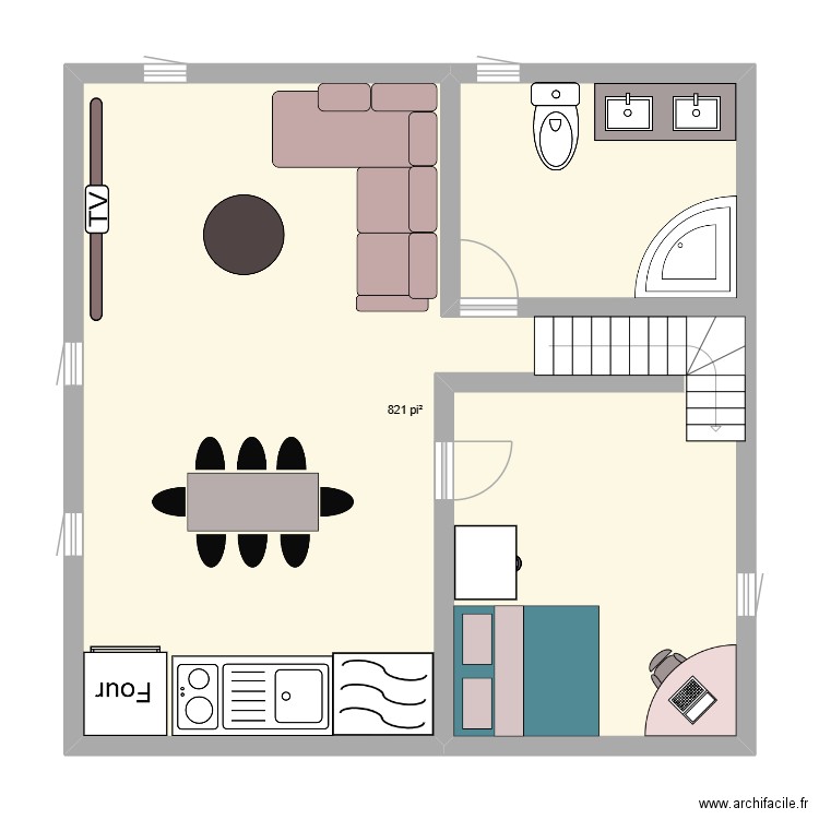 archi facole. Plan de 1 pièce et 76 m2