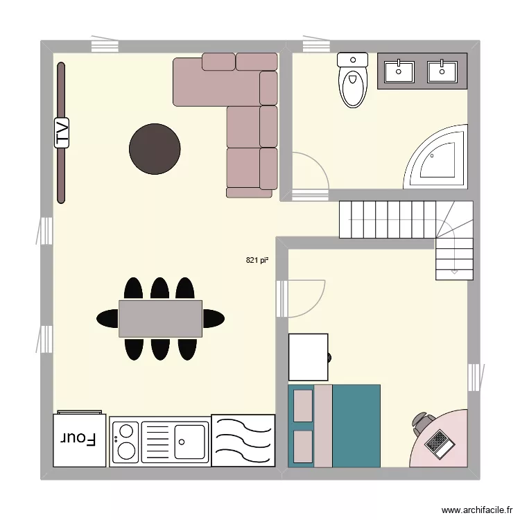 archi facole. Plan de 1 pièce et 76 m²