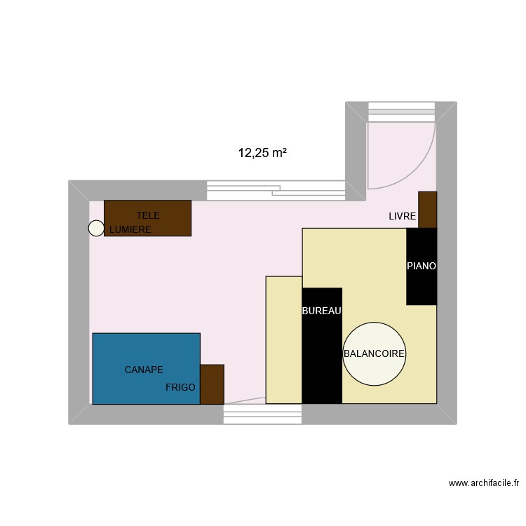 CHAMBRE MAMAN. Plan de 1 pièce et 12 m2