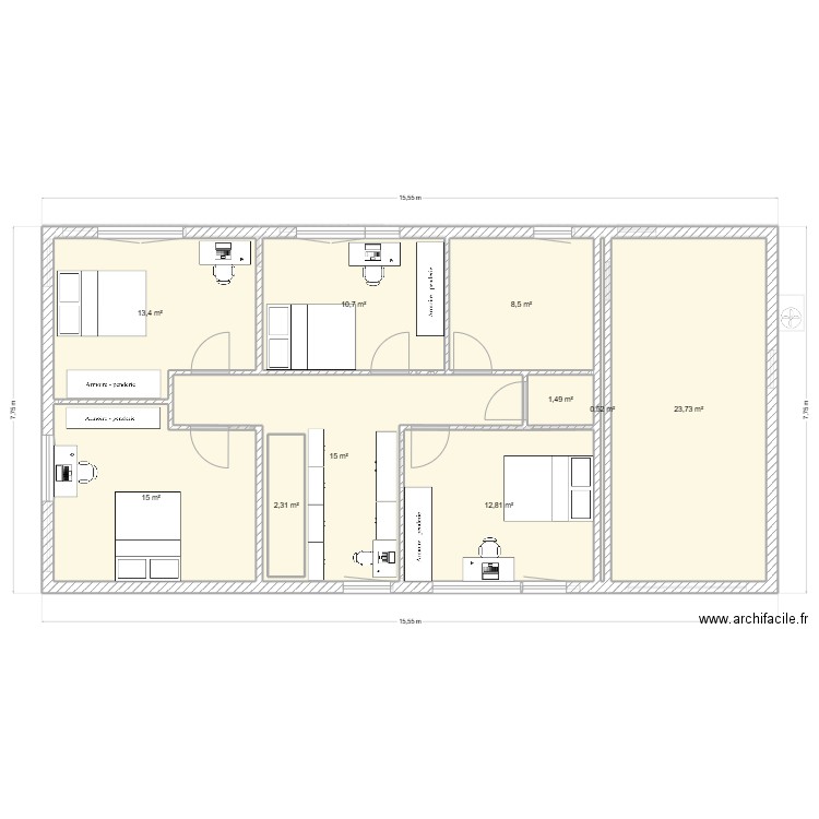Clem ter. Plan de 19 pièces et 209 m2