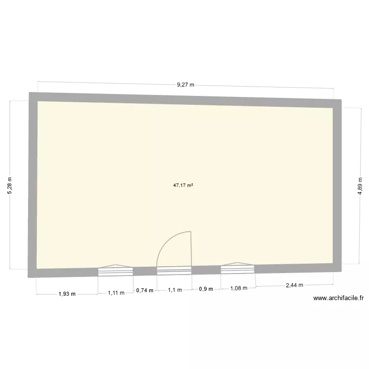 Longère Mernel. Plan de 1 Pièce et 47 m² Longère Mernel. Plan de 1 Pièce et 47 m²