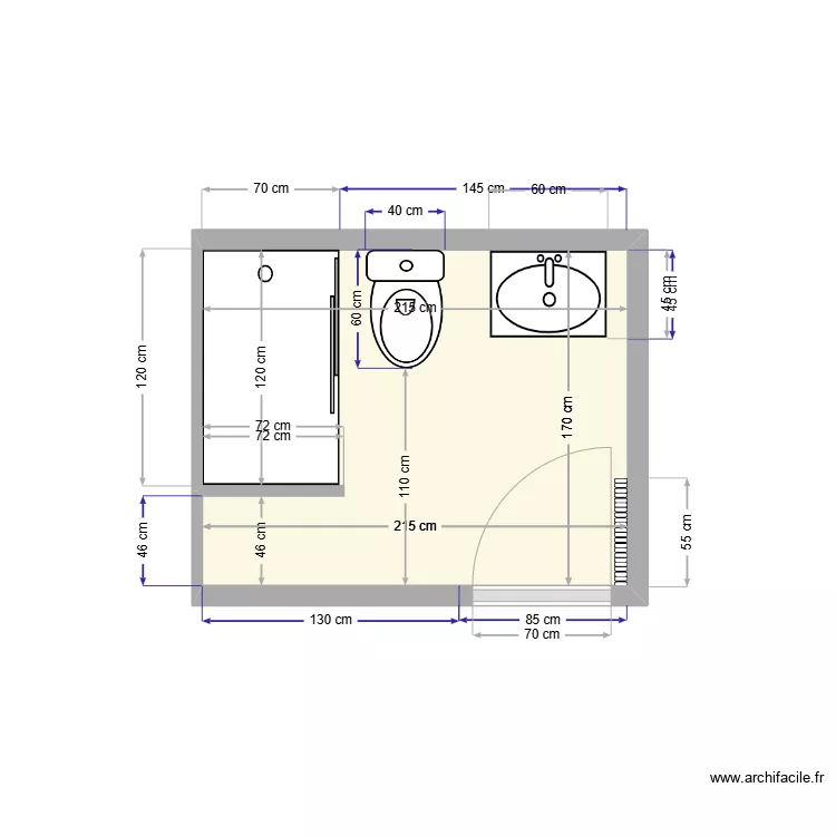 Salle de bain Dixence 17. Plan de 