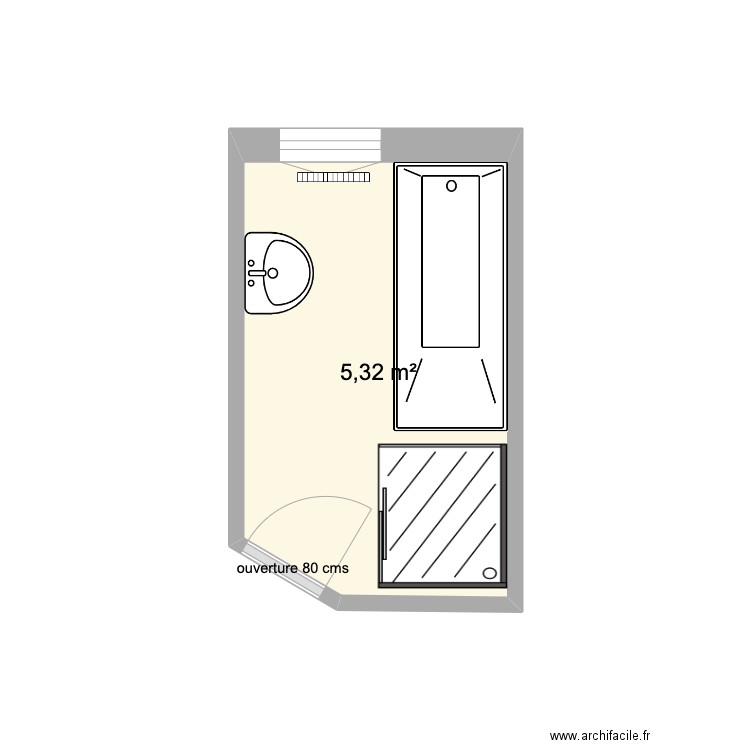 Prost avant. Plan de 1 pièce et 5 m2