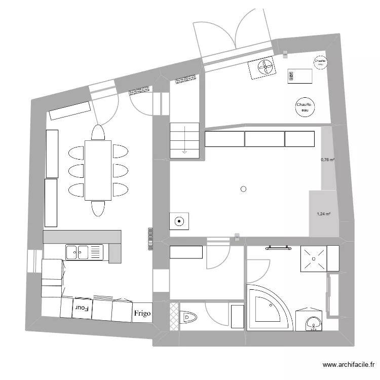Maison Pascaline niveau 1. Plan de 9 pièces et 59 m²