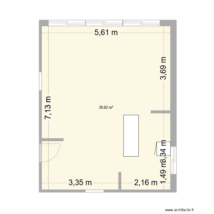 Séjour. Plan de 1 pièce et 40 m2