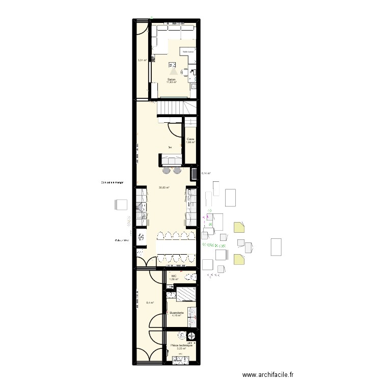 Maison toit plat vraies mesures V5. Plan de 25 pièces et 157 m2