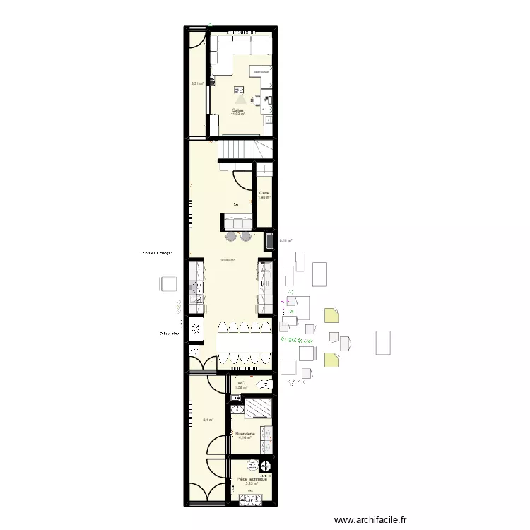 Maison toit plat vraies mesures V5. Plan de 