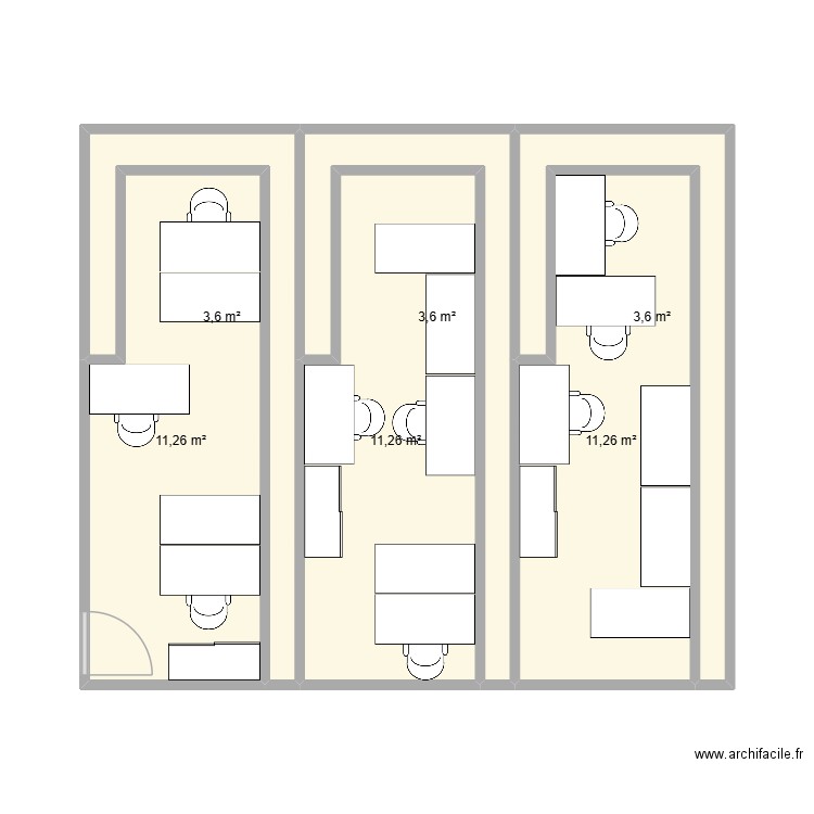 Nouveau bureau 6 places 2. Plan de 6 pièces et 45 m2