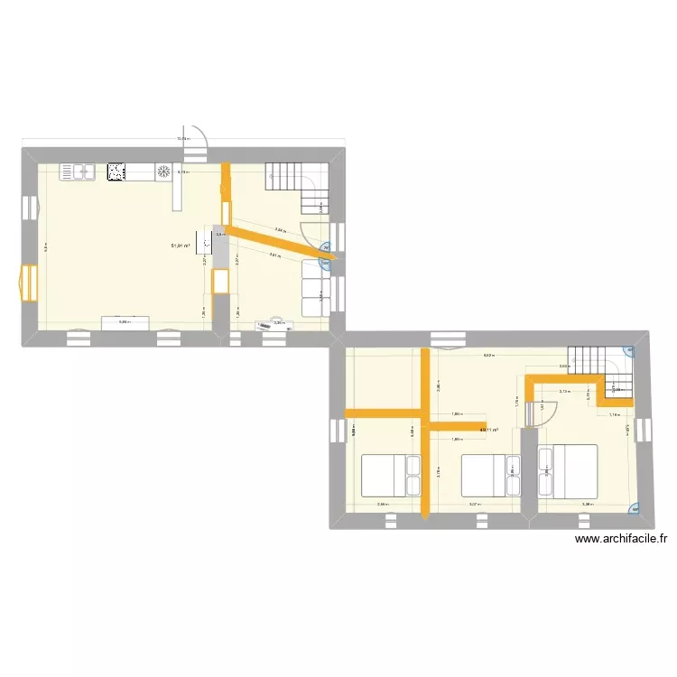 Les Farges 3. Plan de 2 Pièces et 101 m²