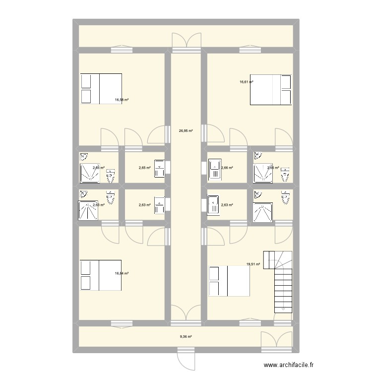 allo. Plan de 13 pièces et 124 m2
