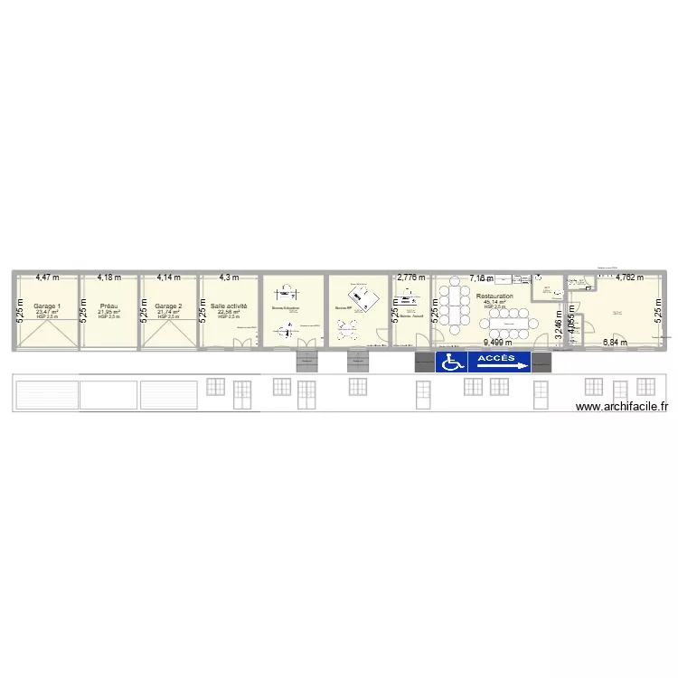 IME CLUB HOUSE r&eacute;nover avec pente pmr. Plan de 