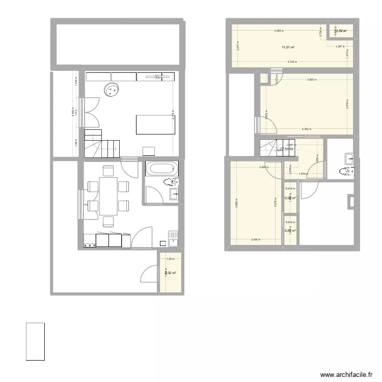 Hendaye. Plan de 6  et 43 m²