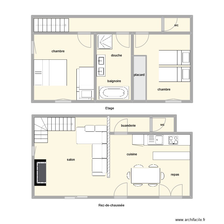87G9232. Plan de 9 pièces et 86 m2
