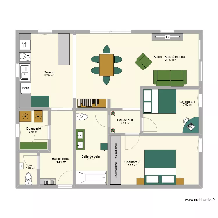Plan Appartement Harre meubl&eacute; . Plan de 