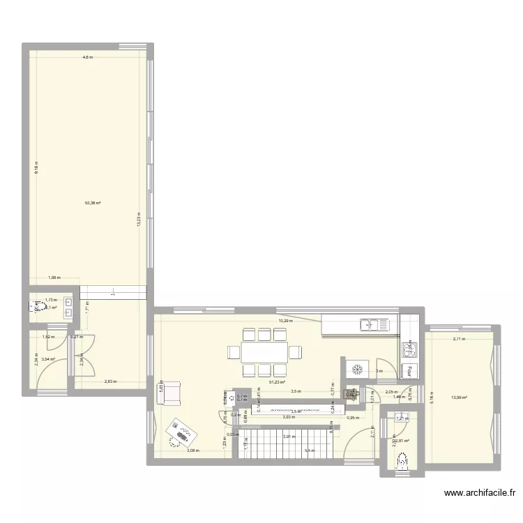 Bussi&egrave;re new travaux nu 003. Plan de 7 Pièces et 127 m²