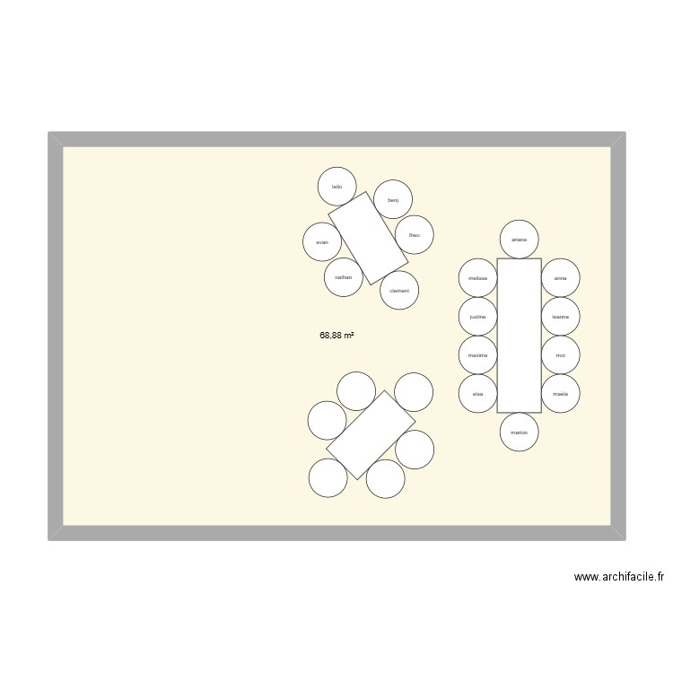 suite anniv. Plan de 1 pièce et 69 m2