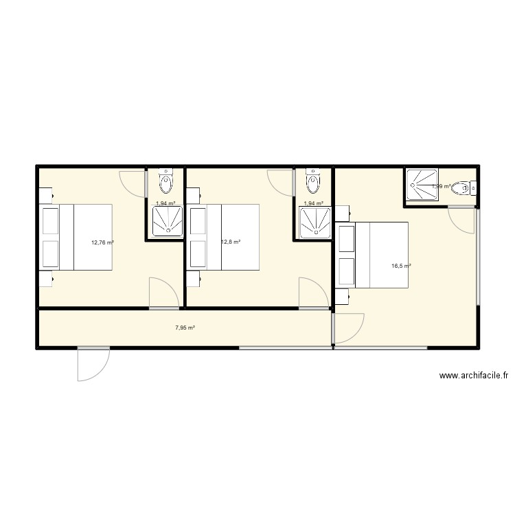 chalet 2. Plan de 7 pièces et 56 m2