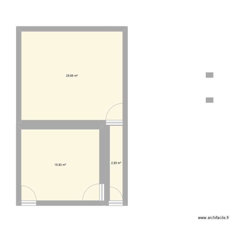 louesme actuel etage. Plan de 3 pièces et 44 m2