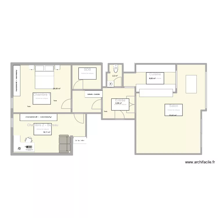 T3 20e. Plan de 6 et 98 m² T3 20e. Plan de 6 et 98 m²