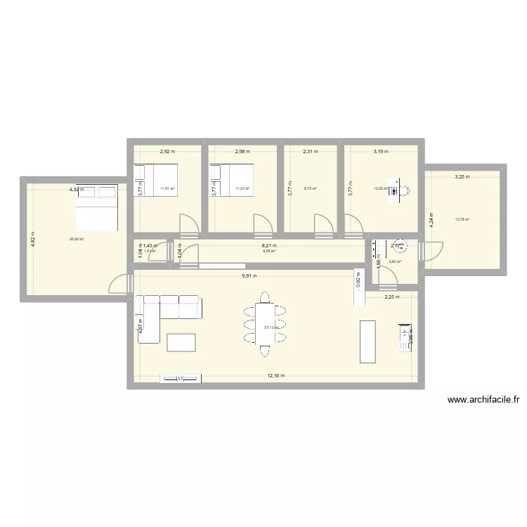 Maison L&eacute;a Antoine v5. Plan de 10 pièces et 149 m²