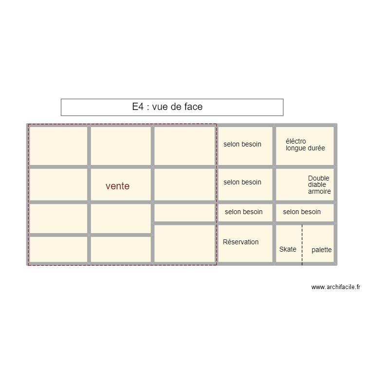 etagére Stock. Plan de 20 pièces et 48 m2