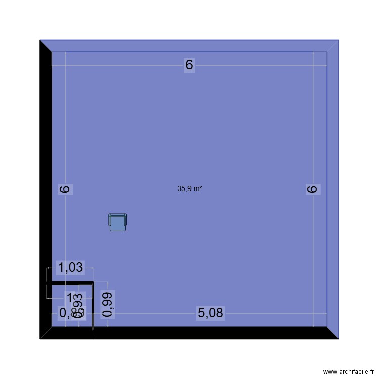 stand 2. Plan de 1 pièce et 36 m2