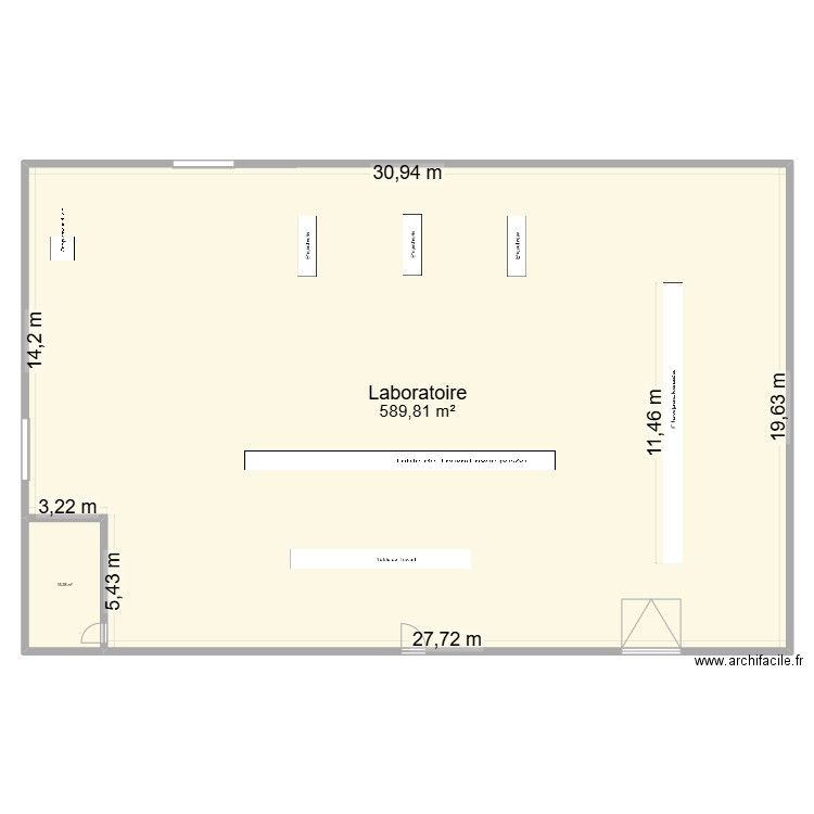 Laboratoire Perpignan. Plan de 2 pièces et 605 m2