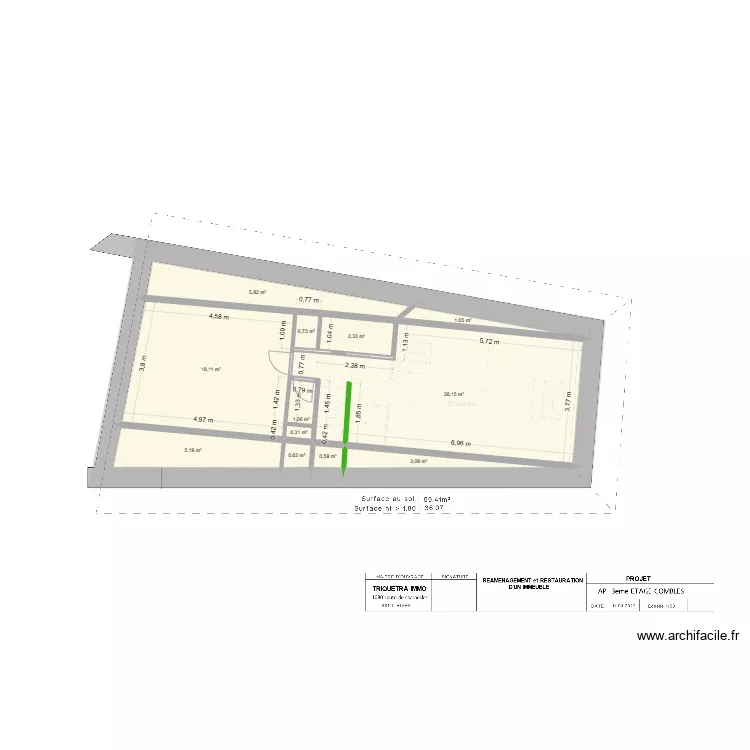 Appartement combles minh cote + reseau. Plan de 