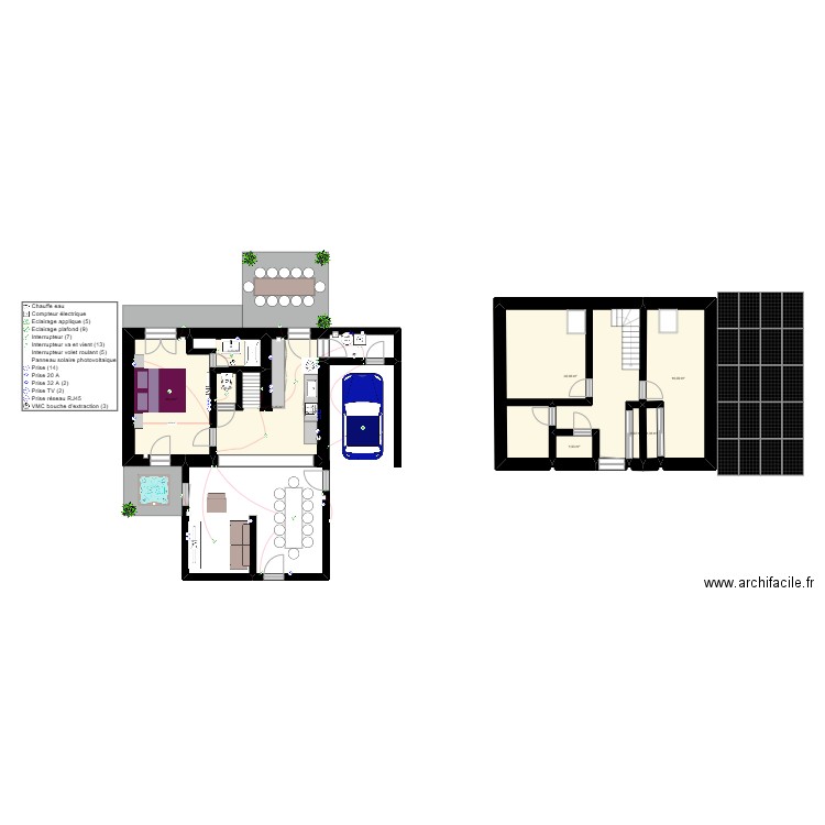 trahon. Plan de 9 pièces et 99 m2