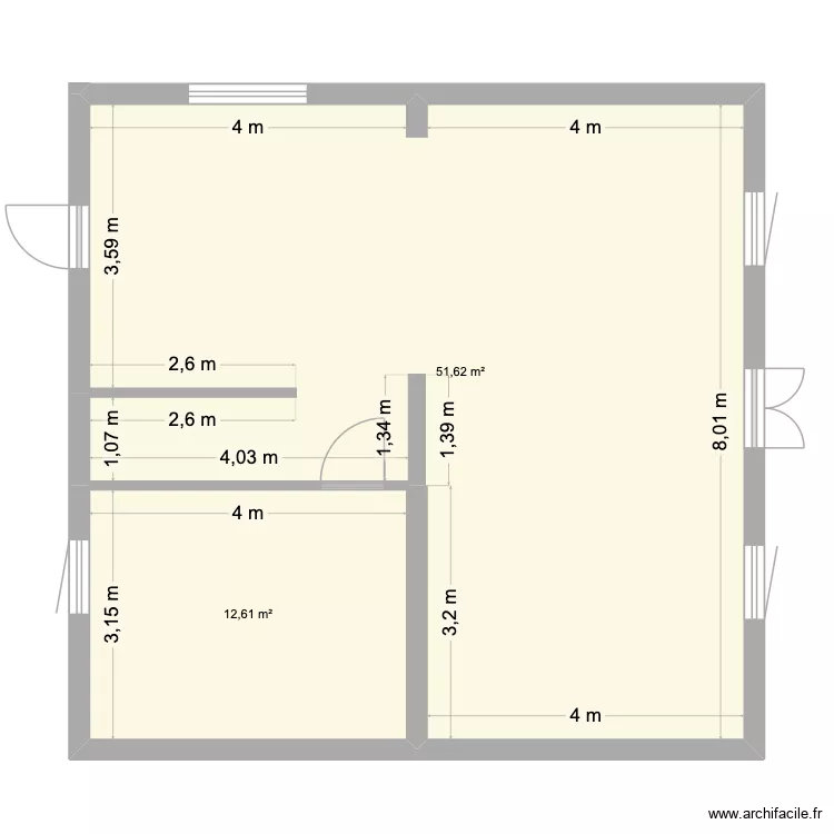 MAISON ROSE. Plan de 2  et 64 m²