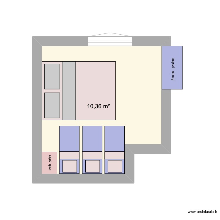 chambre. Plan de 1 pièce et 10 m2