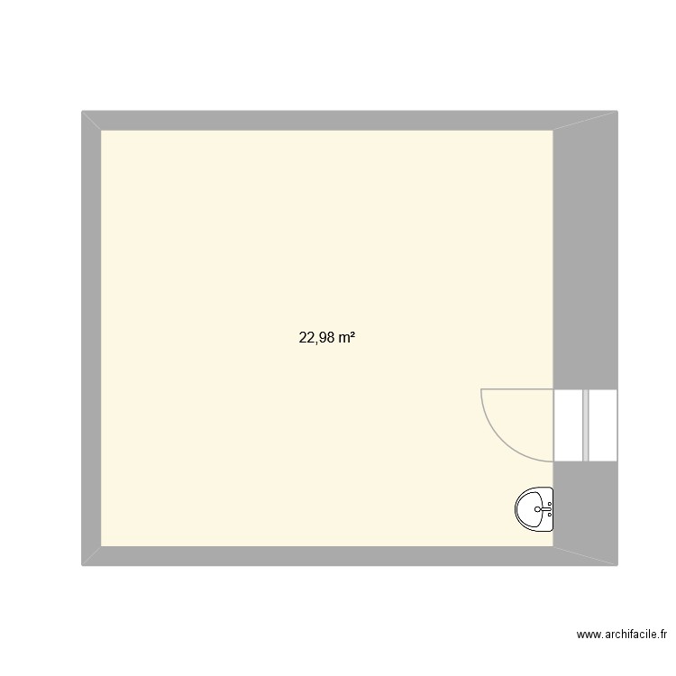 Atelier PR. Plan de 1 pièce et 23 m2