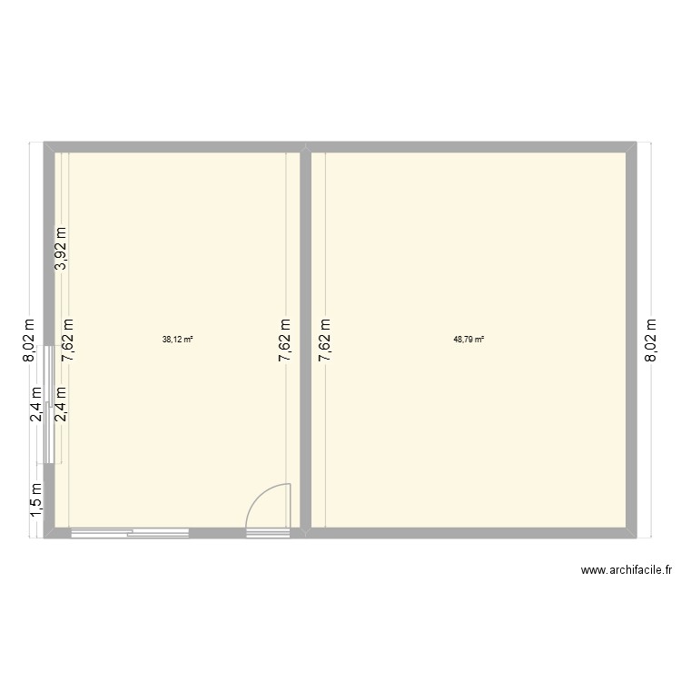 interieur. Plan de 2 pièces et 87 m2