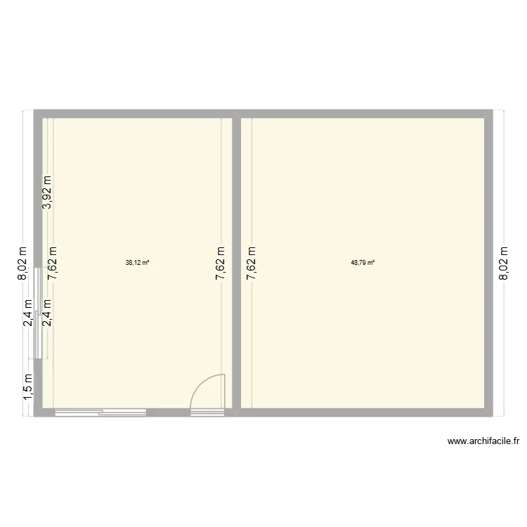 interieur. Plan de 2  et 87 m²