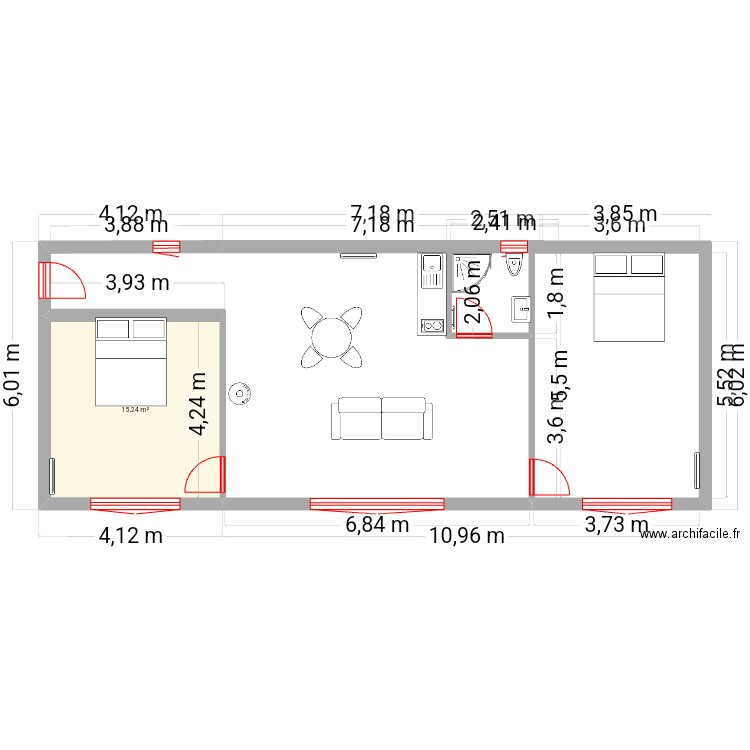 Maizilly dependance. Plan de 1 pièce et 15 m2