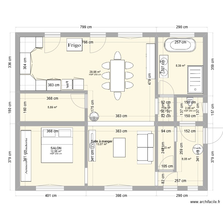 MAISON . Plan de 9 pièces et 82 m2