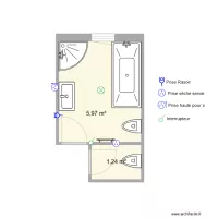 orliaguet, douche 1/4 rond et baignoire 170x70