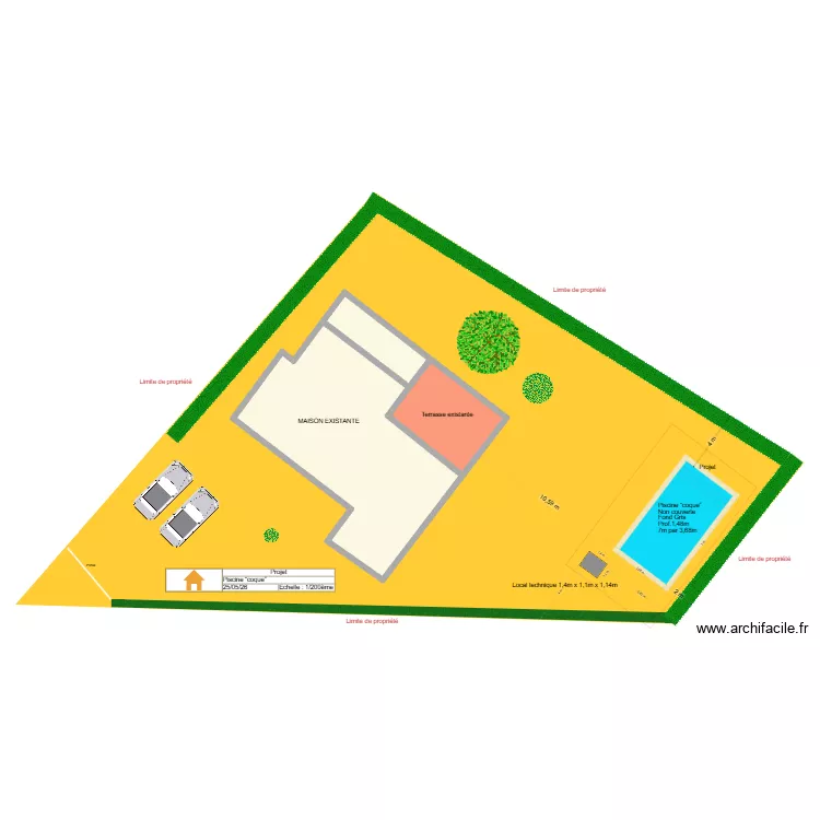 piscine. Plan de 6  et 282 m²
