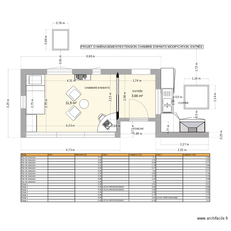 FABRICE. Plan de 3 pièces et 31 m2